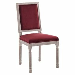 Promo ⌛ Modway Court 20" Upholstered Velvet Dining Side Chair In Natural/Maroon Red 😉