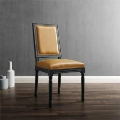 Outlet ✔️ Modway Court 20" Modern Faux Leather Dining Side Chair In Black/Tan ❤️ -Cheap Office Chairs Store 2634019 1 L