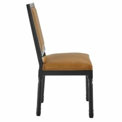 Outlet ✔️ Modway Court 20" Modern Faux Leather Dining Side Chair In Black/Tan ❤️ -Cheap Office Chairs Store 2634019 3 L