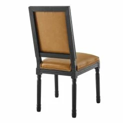 Outlet ✔️ Modway Court 20" Modern Faux Leather Dining Side Chair In Black/Tan ❤️ -Cheap Office Chairs Store 2634019 4 L