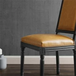 Outlet ✔️ Modway Court 20" Modern Faux Leather Dining Side Chair In Black/Tan ❤️ -Cheap Office Chairs Store 2634019 6 L