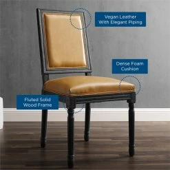 Outlet ✔️ Modway Court 20" Modern Faux Leather Dining Side Chair In Black/Tan ❤️ -Cheap Office Chairs Store 2634019 7 L