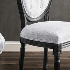 Flash Sale 🤩 Modway Arise 19.5" Oval Back Fabric Dining Side Chair In Black/Light Gray 😀 -Cheap Office Chairs Store 2634021 6 L