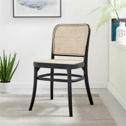 Buy 🛒 Modway Winona 18.5" Wood & Rattan Dining Side Chairs In Black/Beige (Set Of 2) 😍 -Cheap Office Chairs Store 2638030 8 L