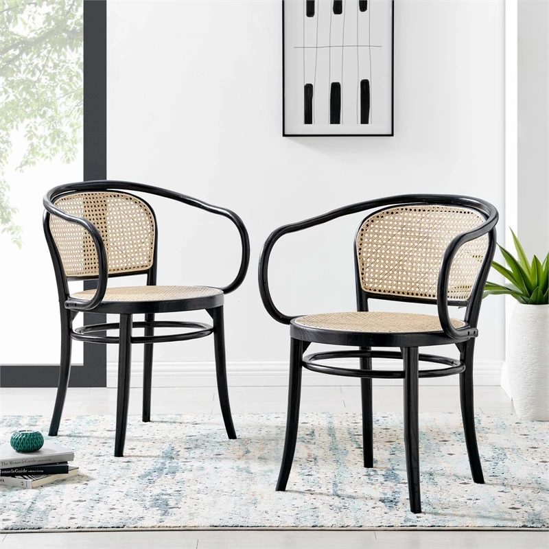 Best Pirce ๐ Modway Oliana 18" Wood & Rattan Dining Armchairs In Black (Set Of 2) ๐ 10 Best Pirce ๐ Modway Oliana 18" Wood & Rattan Dining Armchairs In Black (Set Of 2) ๐ - Image 8
