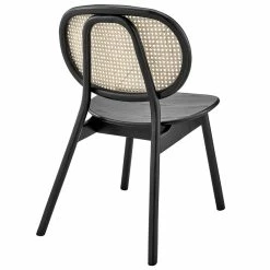 New ⭐ Modway Malina Wood & Rattan Dining Side Chairs In Black/Beige (Set Of 2) 🌟 -Cheap Office Chairs Store 2638033 5 L