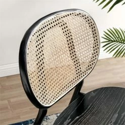 New ⭐ Modway Malina Wood & Rattan Dining Side Chairs In Black/Beige (Set Of 2) 🌟 -Cheap Office Chairs Store 2638033 7 L