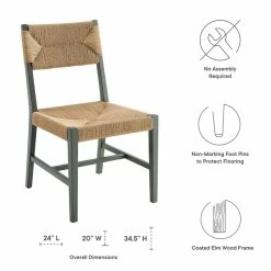 Flash Sale 🔔 Modway Bodie 21" Wood & Paper Rope Dining Side Chair In Natural/Light Gray 🤩 -Cheap Office Chairs Store 2638039 6 L