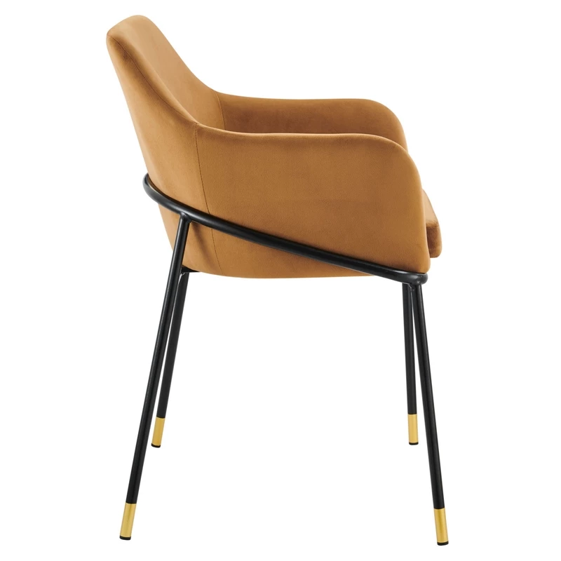Discount ❤️ Modway Jovi 19" Velvet Dining Armchairs In Black/Cognac Brown (Set Of 2) 🔔 6 Discount ❤️ Modway Jovi 19" Velvet Dining Armchairs In Black/Cognac Brown (Set Of 2) 🔔 - Image 4