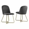 Brand new ❤️ Best Quality Furniture Quilted Back Side Chairs Set Of 2 In Dark Gray Velvet And Gold Base 😍 -Cheap Office Chairs Store 2642151 L