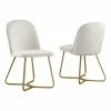 Coupon 😉 Best Quality Furniture Quilted Back Side Chairs Set Of 2 In Cream Velvet And Gold Base 👏 -Cheap Office Chairs Store 2642152 L