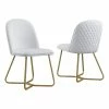 Top 10 😍 Best Quality Furniture Quilted Back Side Chairs Set Of 2 In White Faux Leather And Gold Base 😀