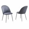 New ⭐ Best Quality Furniture Quilted Back Side Chairs Set Of 2 In Dark Gray Velvet And Gray Painted Legs 🔔 -Cheap Office Chairs Store 2642159 L