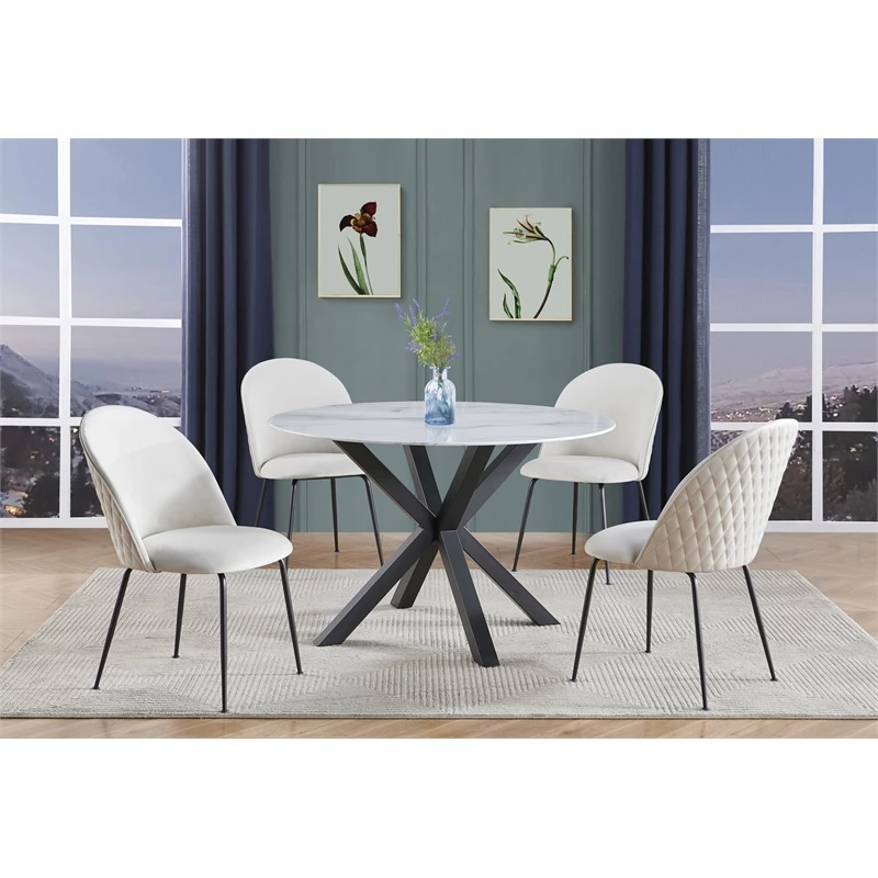 Cheap ๐ Best Quality Furniture Quilted Back Side Chairs Set Of 2 In Beige Velvet And Gray Painted Legs ๐งจ 5 Cheap ๐ Best Quality Furniture Quilted Back Side Chairs Set Of 2 In Beige Velvet And Gray Painted Legs ๐งจ - Image 3
