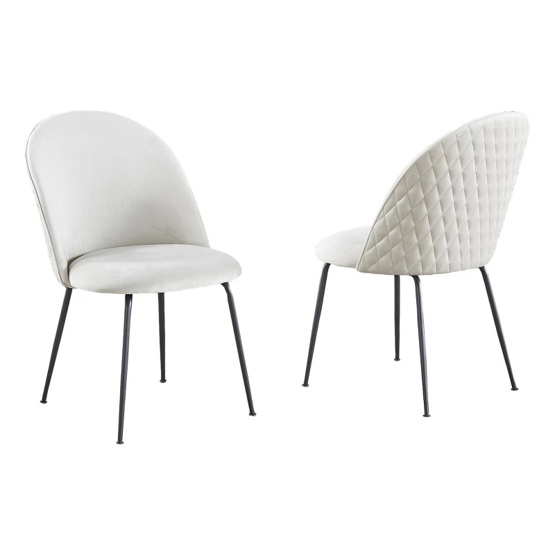 Cheap ๐ Best Quality Furniture Quilted Back Side Chairs Set Of 2 In Beige Velvet And Gray Painted Legs ๐งจ 3 Cheap ๐ Best Quality Furniture Quilted Back Side Chairs Set Of 2 In Beige Velvet And Gray Painted Legs ๐งจ