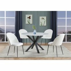 Promo 😉 Best Quality Furniture Quilted Back Side Chairs Set Of 2 In White Faux Leather And Gray Painted Legs ✔️ -Cheap Office Chairs Store 2642161 2 L