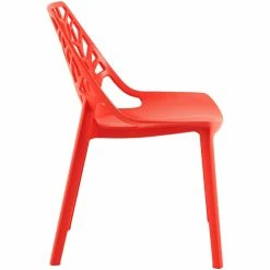 Flash Sale ⭐ LeisureMod Cornelia Modern Plastic Dining Side Chair In Solid Red ⭐ -Cheap Office Chairs Store 2643046 3 L