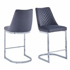 Brand new 🔥 Maklaine Gray Velvet Dining Chairs W/ Stainless Steel Base (Set Of 2) ✔️