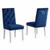 Coupon 🎉 Maklaine Velvet Tufted Side Chairs In Navy Blue W/ Silver Chrome Legs (Set Of 2) ⭐ -Cheap Office Chairs Store 2643142 L