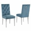 Flash Sale 🛒 Maklaine Velvet Tufted Side Chairs In Teal Blue W/ Silver Chrome Legs (Set Of 2) ⌛ -Cheap Office Chairs Store 2643143 L