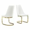 Best Sale ❤️ Maklaine Sleek White Faux Leather Side Chairs With Gold Chrome Base (Set Of 2) 🤩 1 Best Sale ❤️ Maklaine Sleek White Faux Leather Side Chairs With Gold Chrome Base (Set Of 2) 🤩 -Cheap Office Chairs Store 2643172 L