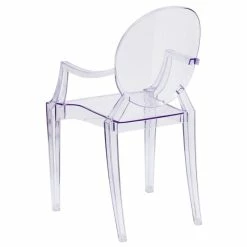Deals 🎁 Flash Furniture 19" Plastic Ghost Dining Arm Chair In Transparent Crystal Clear 🌟 -Cheap Office Chairs Store 484844 2 L
