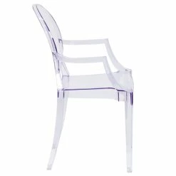 Deals 🎁 Flash Furniture 19" Plastic Ghost Dining Arm Chair In Transparent Crystal Clear 🌟 -Cheap Office Chairs Store 484844 3 L