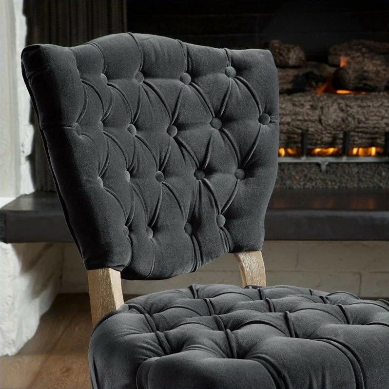 Wholesale 🔔 Noble House Chandler Tufted Fabric Dining Chairs In Grey (Set Of 2) ❤️ 4 Wholesale 🔔 Noble House Chandler Tufted Fabric Dining Chairs In Grey (Set Of 2) ❤️ - Image 2