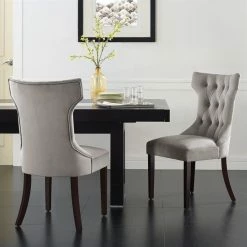 New 🧨 Dorel Asia Dorel Living Clairborne Tufted Dining Chair In Taupe (Set Of 2) 🧨 -Cheap Office Chairs Store 498762 L